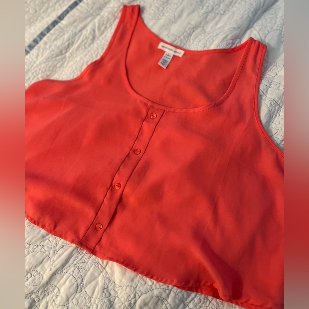 Ambiance Apparel, Size L, Pink/Coral, Flowy Crop Top